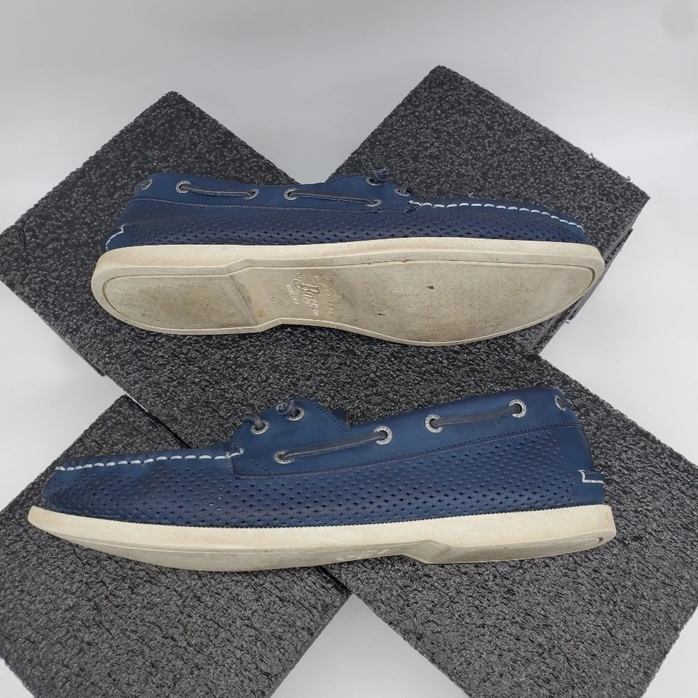 Bass Boat Shoes Men 11M Harbor Blue Perforated Slip On